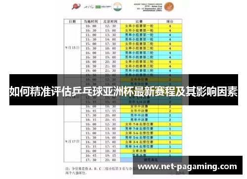 如何精准评估乒乓球亚洲杯最新赛程及其影响因素